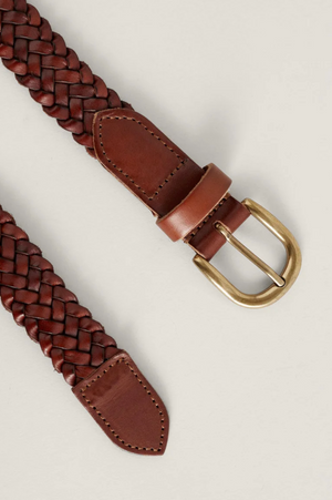 Seasalt Cornwall Intertwined Woven Leather Belt in Tan