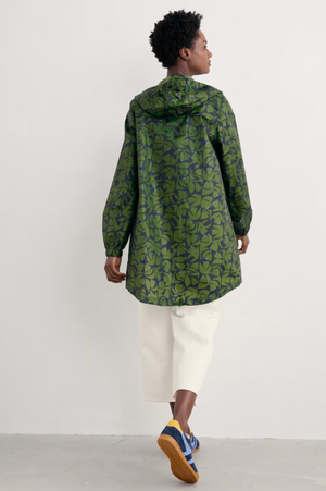 Seasalt Cornwall The Pack It Jacket in Floral Cutout Forest Green