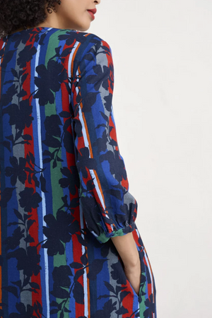 Seasalt Cornwall Sea Call Dress in Camellia Stripe Ink