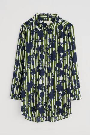 Seasalt Cornwall Wren Flutter Shirt in Camellia Stripe Forest Green