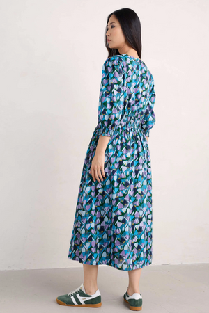 Seasalt Cornwall Fawn Dress in Crocus Collage Watson Green
