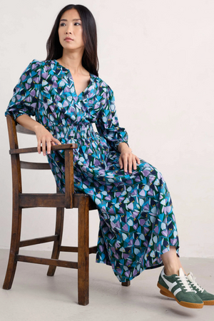 Seasalt Cornwall Fawn Dress in Crocus Collage Watson Green