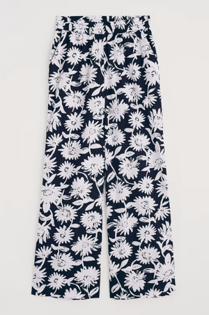 Seasalt Cornwall Poolfield Printed Trousers in Daisy Shadow Inkwell