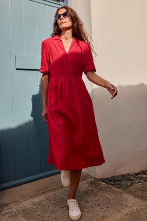 Seasalt Cornwall Fen Violet Linen Midi Dress in Scarlet
