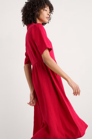 Seasalt Cornwall Fen Violet Linen Midi Dress in Scarlet