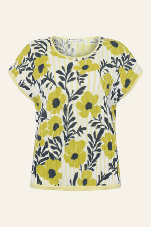 Mansted Denmark Pacific Blooms & Bars Wedge Top in Olive