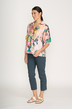 Foil Fuss Free Taper Trapeze Capri Pant in Basalt