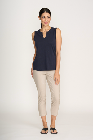 Foil Fuss Free Taper Trapeze Capri Pant in Sand