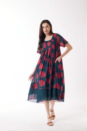 Au Hasard D'un Voyage Poppy Drift Dress in Teal