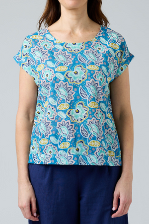CAKE Vicky Round Neck Cotton Top in Folk Flower