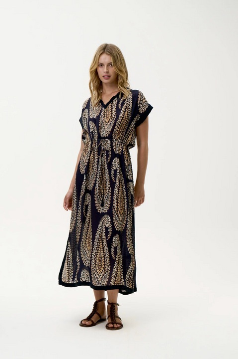 oneseason Sammi Provence Viscose in Navy Paisley
