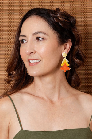 Enhance Accessories Christmas Tree Earrings in Orange