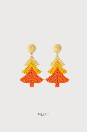 Enhance Accessories Christmas Tree Earrings in Orange