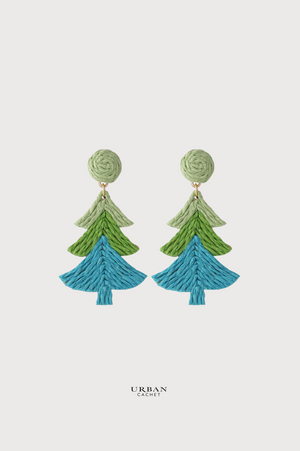 Enhance Accessories Christmas Tree Earrings in Green