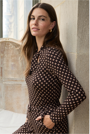 Surkana Printed Stretch Neck Tie Top