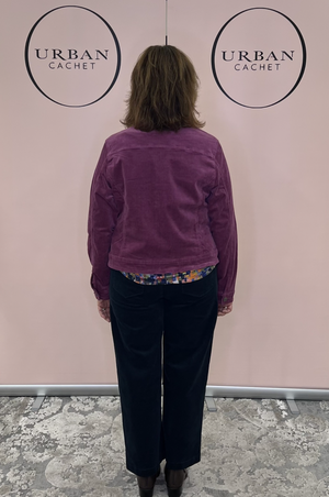 New London Jeans Uphall Boxy Crop Pinwhale Cord Jacket in Cord Purple