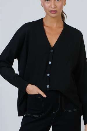 Namastai V Neckline Cardigan in Noir