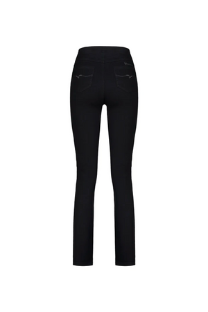 Vassalli Bay Pull on Slim Leg Full Length Pant in Black Denim