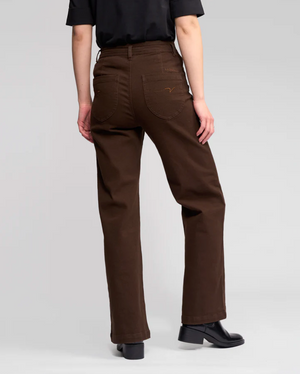 Vassalli Peace Wide Leg Full Length Jean in Chocolate