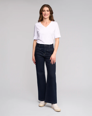 Vassalli Peace Wide Leg Full Length Jean in Ink Denim
