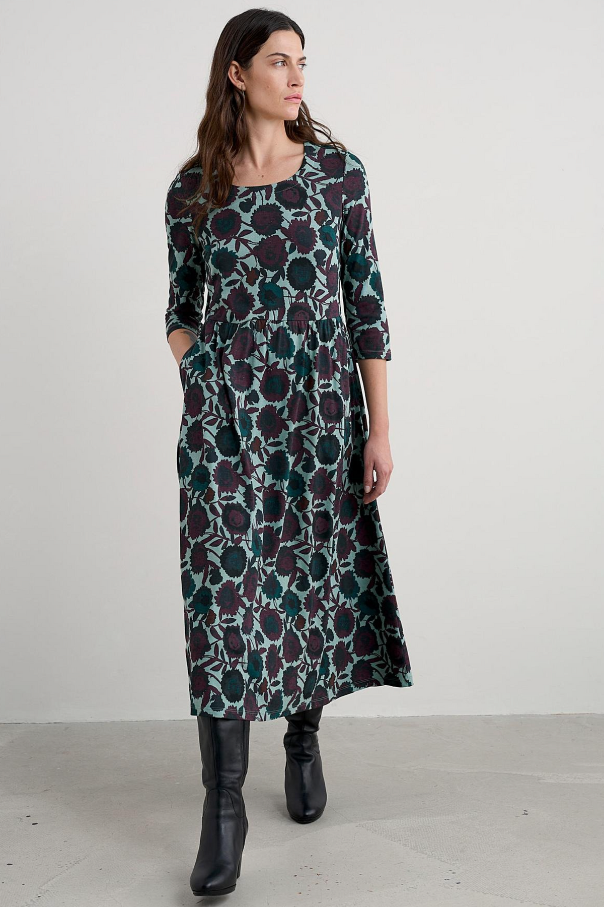 Seasalt Cornwall Emily Dress in Figurative Floral Sardine