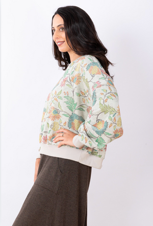 JJ Sisters Antique Floral Sweat in Sage