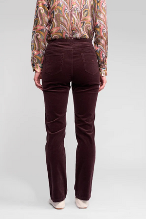 Vassalli Bay Cord Pull on Slim Leg Full Length Pant in Merlot BESTSELLERS