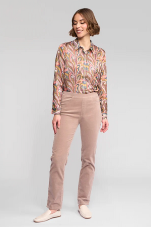 Vassalli Bay Cord Pull on Slim Leg Full Length Pant in Twig BESTSELLERS