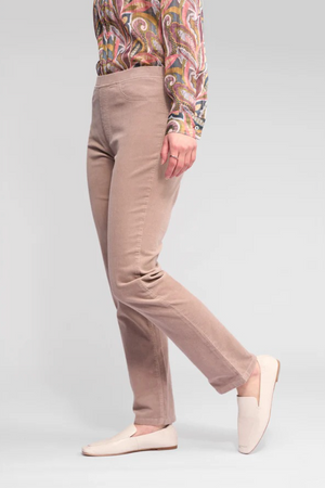Vassalli Bay Cord Pull on Slim Leg Full Length Pant in Twig BESTSELLERS