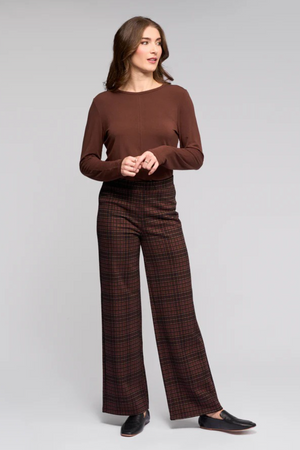 Vassalli Loft Pull On Wide Leg Full Length Ponti Pant in Cherry