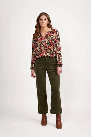 Vassalli Daily Cord Straight Leg Ankle Grazer Jean in Deep Sage