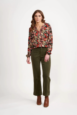 Vassalli Daily Cord Straight Leg Ankle Grazer Jean in Deep Sage