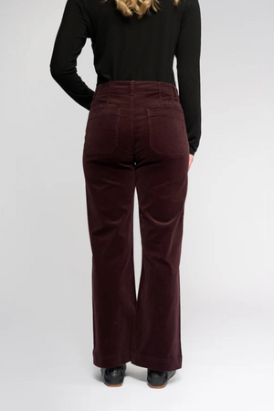 Vassalli Daily Cord Straight Leg Ankle Grazer Jean in Merlot
