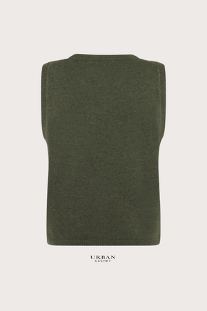 Mansted Denmark Mitos Lambswool Crew Vest in Forest