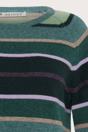 Mansted Denmark Aline Lambswool Stripe Crew in Cold Green