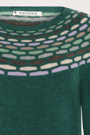 Mansted Denmark Brigitte Lambswool Honey Yoke Crew in Emerald