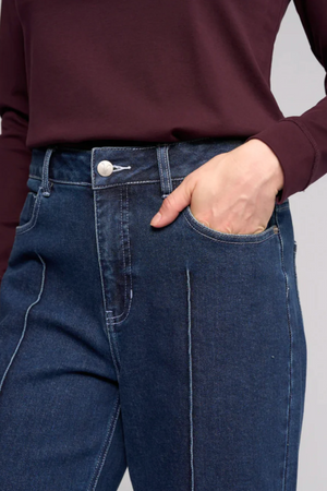 Vassalli Alley Wide Leg Ankle Grazer Jean in Dark Blue