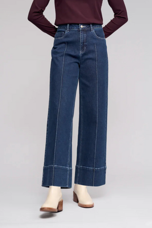 Vassalli Alley Wide Leg Ankle Grazer Jean in Dark Blue