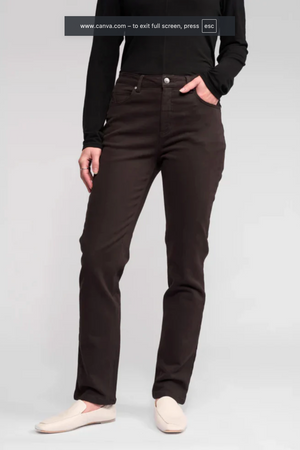 Vassalli Column Pant Slim Leg Knit Denim Jean in Chocolate