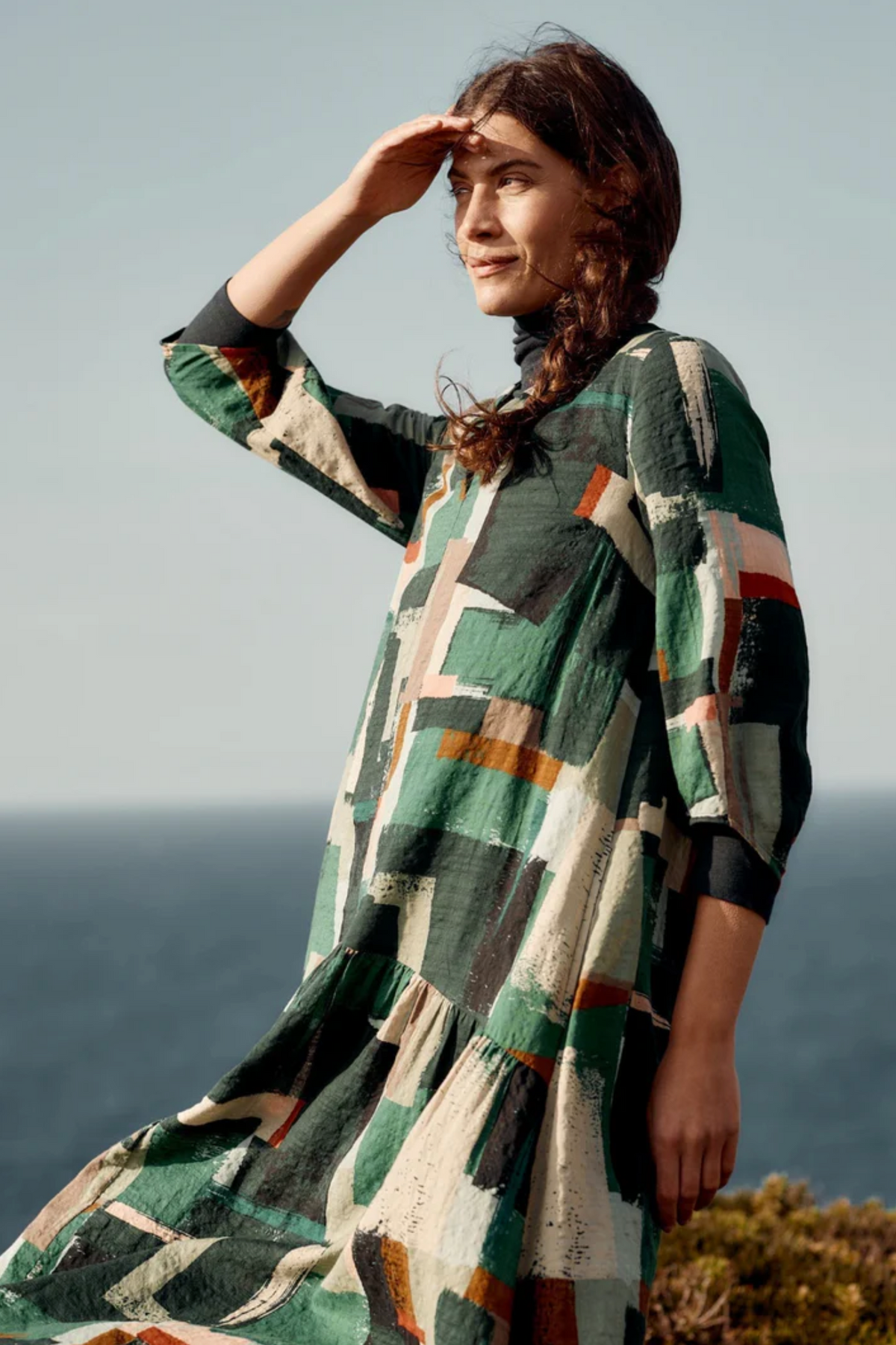Seasalt Cornwall Windblown Dress in Aerial Field Coppice