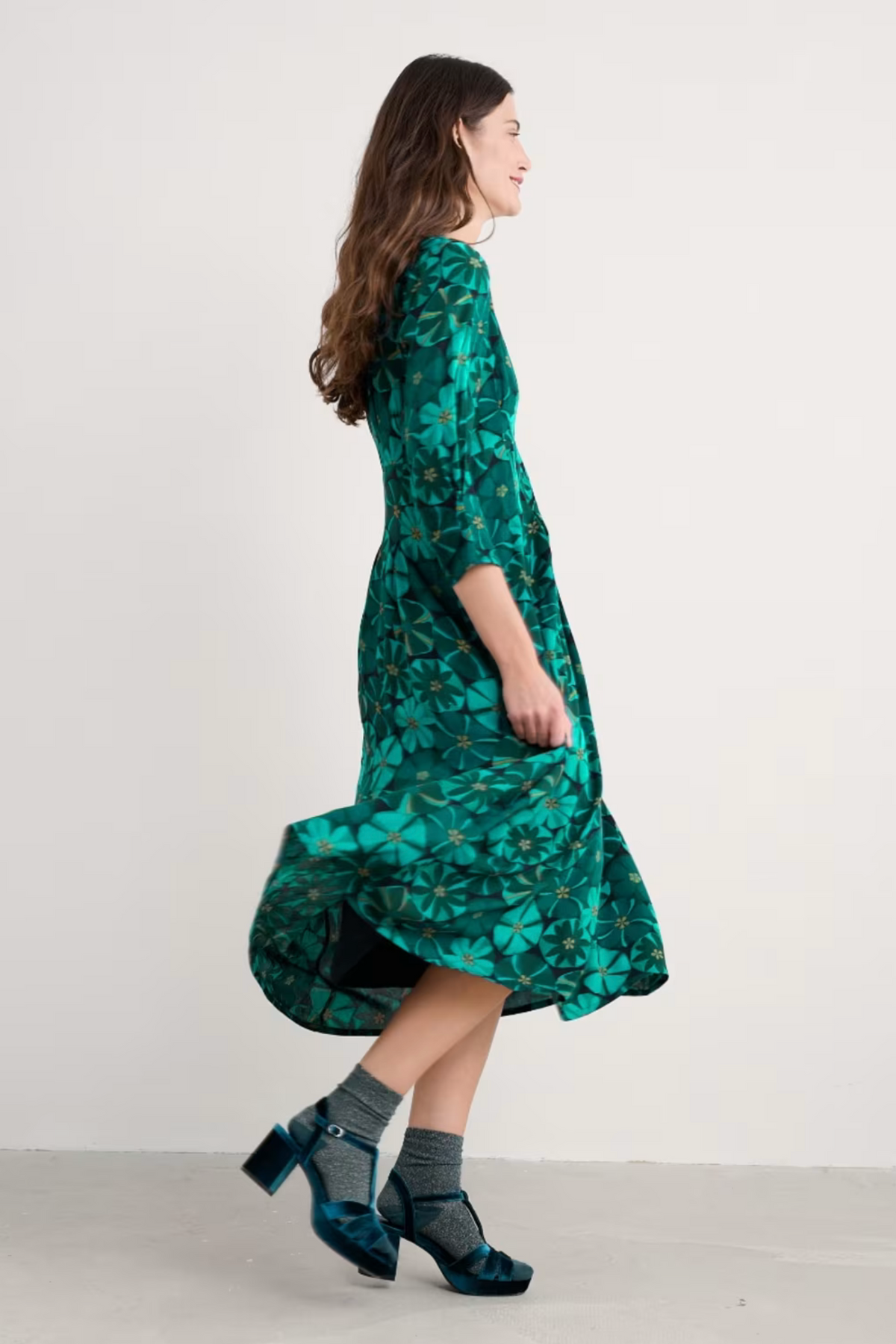 Seasalt Cornwall Etta Dress in Handicraft Flowers Onyx
