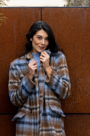 Foil Cover Story Coat in Toffee Check