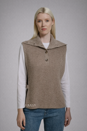 Stitch + Story Wool Popover Vest in Light Brown