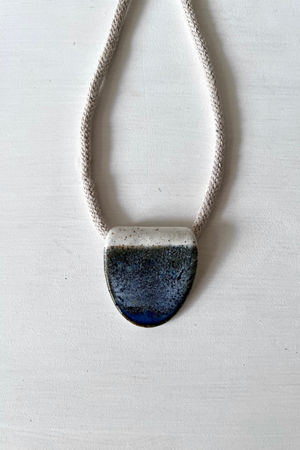Woodfolk Natural Accessories Midnight Half Oval Ceramic Necklace
