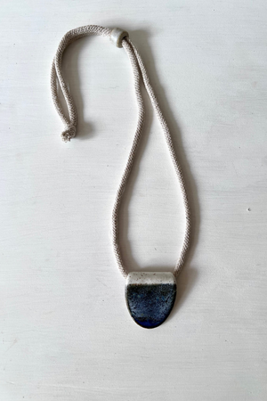Woodfolk Natural Accessories Midnight Half Oval Ceramic Necklace