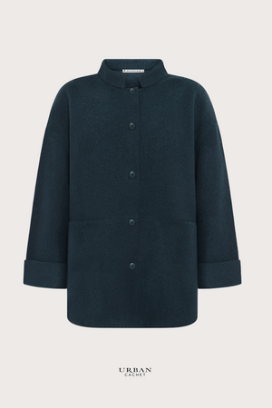 Mansted Denmark Bona Boiled Wool Jacket in Dark Aqua