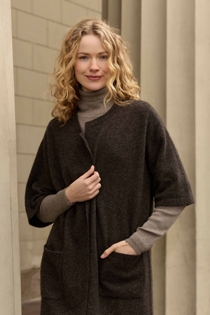 Mansted Denmark Harmony Yak Blend Clutch Cardi in Dark Brown