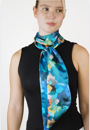 Tradition Textiles 100% Silk Rainbow Puddles Twilly