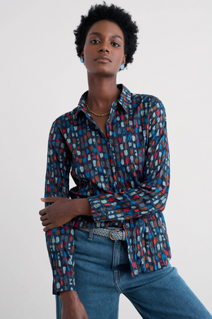Seasalt Cornwall Larissa Shirt in Dye Strokes Dark Lugger