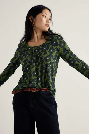 Seasalt Cornwall Penhollow Top in Anemone Sketch Cedar Green